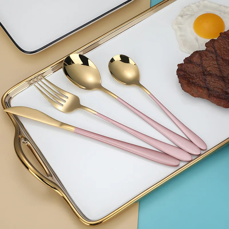 Rainbow 304 Stainless Steel 24 Piece Steak Knife Fork Spoon Set Flatware Cutlery Boxed