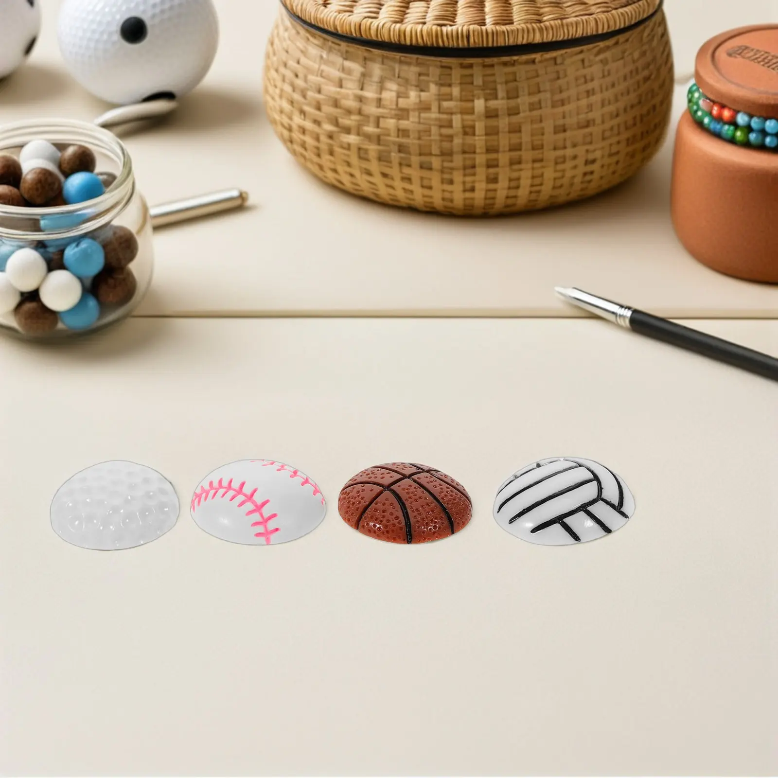 

40Pcs Resin Charms DIY Kit Sports Ball Flatback Charms Soccer Baseball Basketball Volleyball Golf Scrapbooking School Party