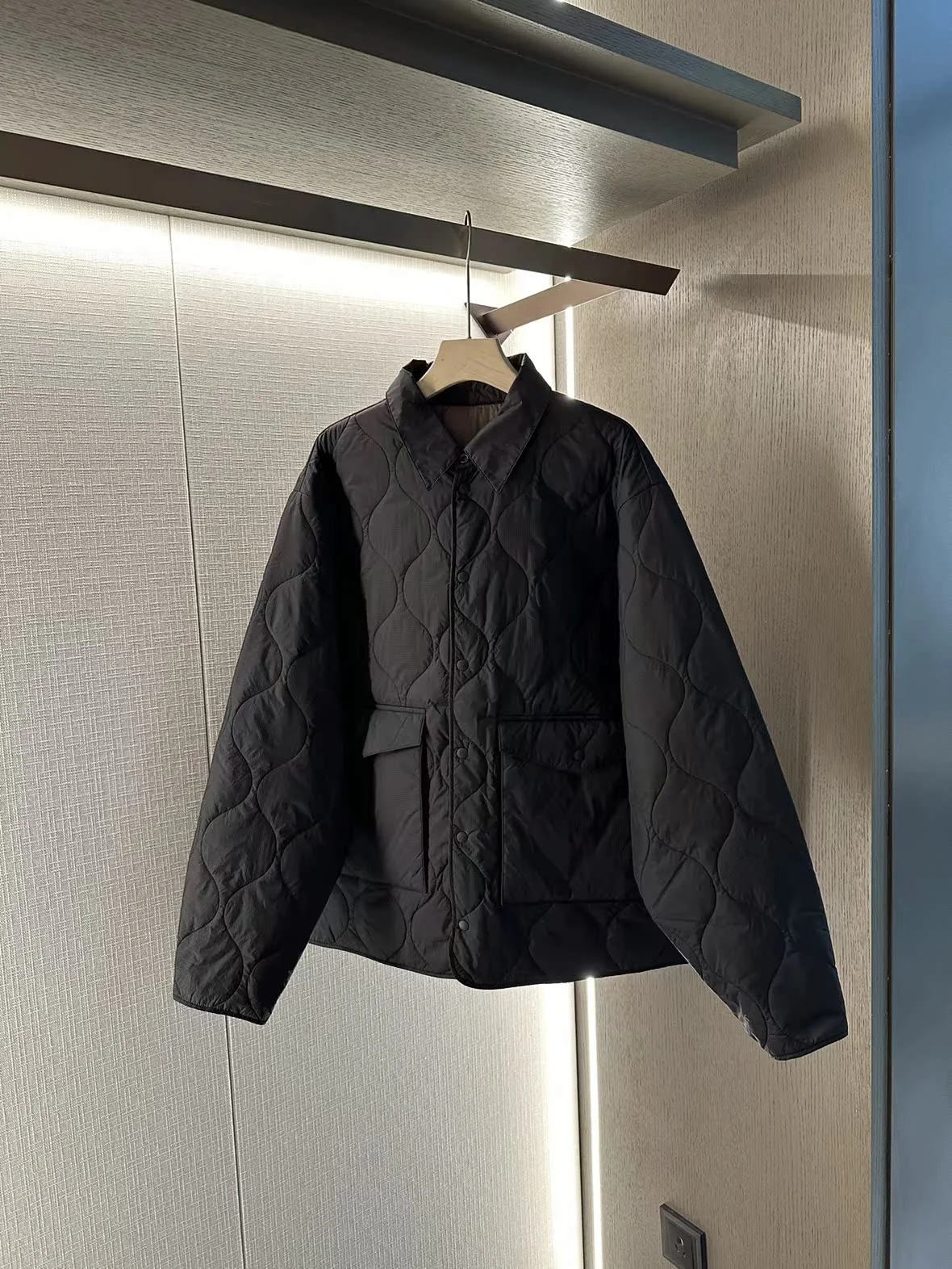 

Women's Loose down Jacket Shoulder Sleeve Insertion Vintage Diamond Pattern Patchwork Long Sleeve Warm Fleece Thin Style