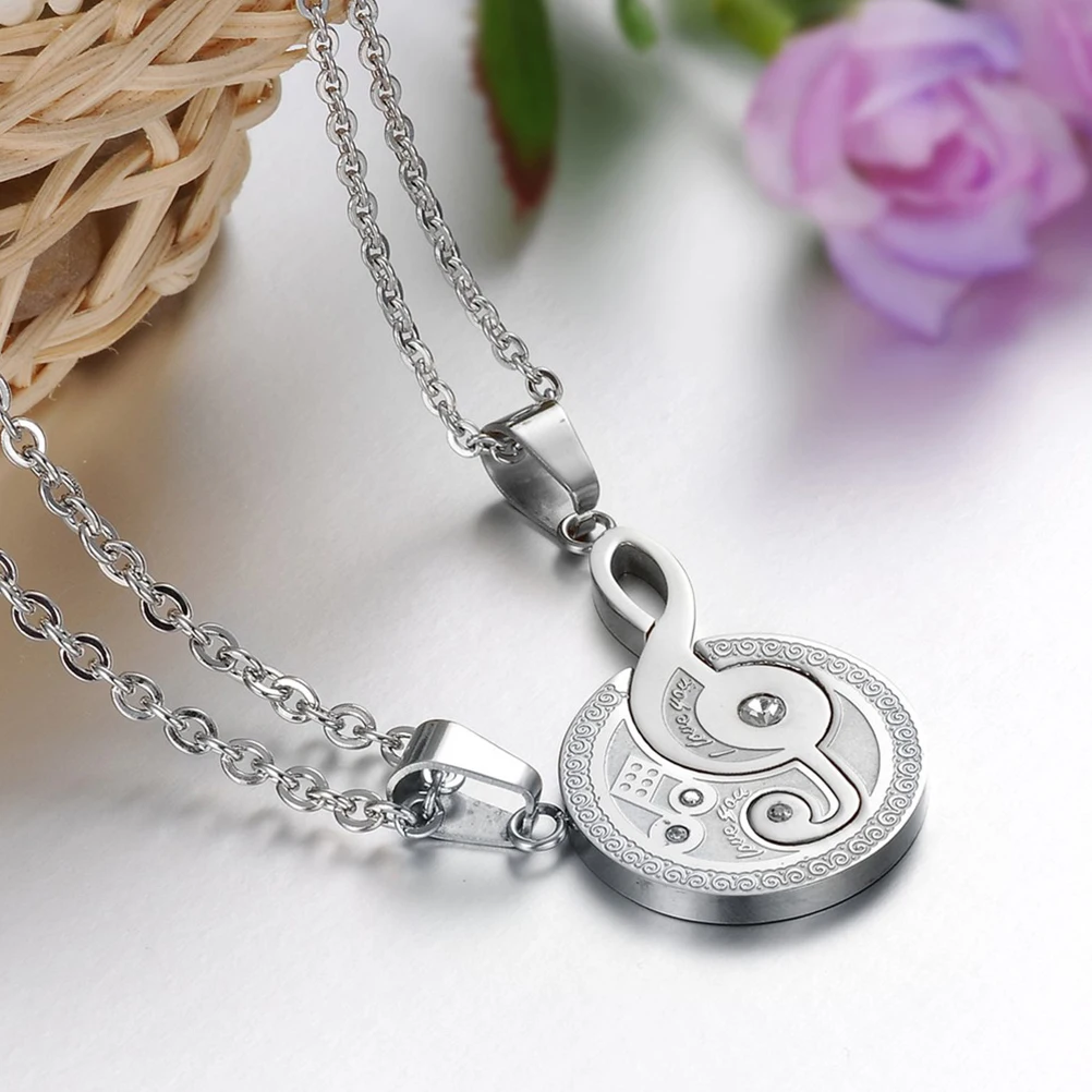 

Pendant Necklace Couple Titanium Steel Couples Jewelry Accessories Gift for Valentine's Day Music Note Lovers
