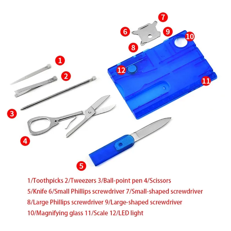 Swiss Knife Card With Light Multifunctional Combination Military Knife Card Multi-Purpose Survival Tool Beauty Set Tool Card