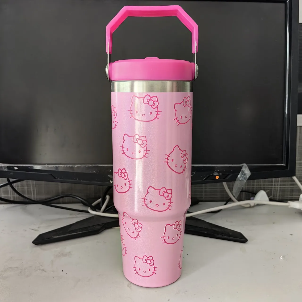 30oz Sanrio Hello Kitty Stainless Steel Insulated Mug With Handle Portable Cup Large Capacity Thermos Drinks Coke Coffee Mug