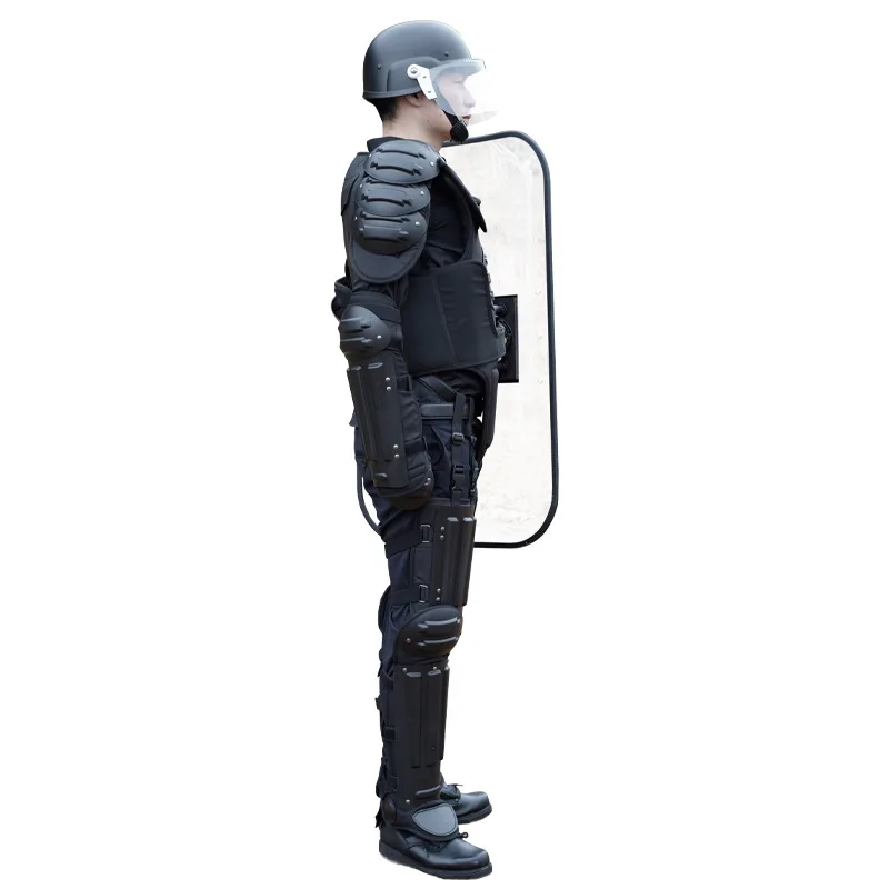FOX102 Black Hard Anti-Riot Armor PC Housing Full Body Flame-Retardant Oxford Cloth Protective Assembly Anti-Riot Suit
