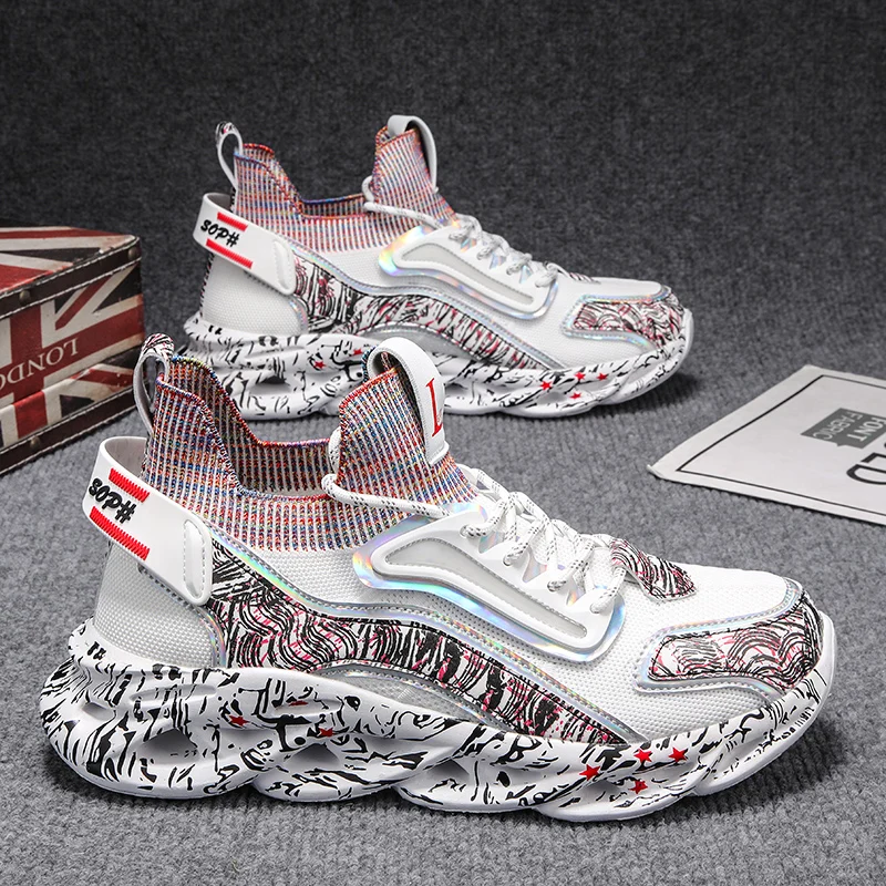 

Four Seasons Men's Shoes 2025 New Breathable Mesh Thick soled Sports Shoes for Youth Versatile Casual Running Shoes