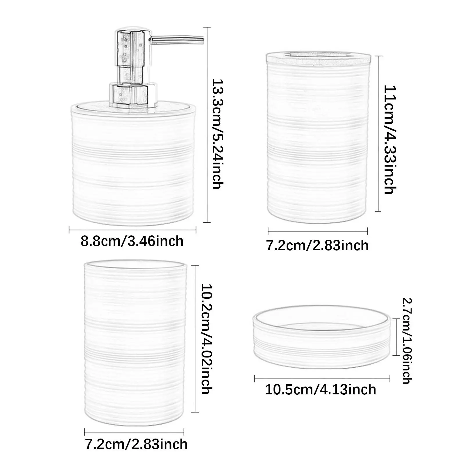 4 Pieces Bathroom Accessories Decorative Soap Dispenser Mouthwash Cup Bath Accessory Complete Set for Countertop Bathroom Vanity