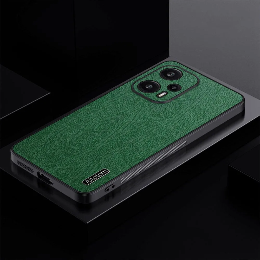 Leather Case for POCO F5 Pro Case Ultrathin Wood Grain Shockproof Cover for Xiaomi POCO F5Pro F5 Pro Case