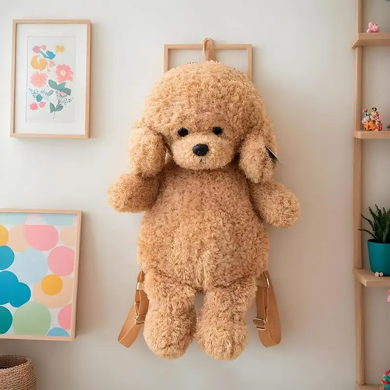 Bonito cão forma realista adorável bolsa macio pelúcia animal bolsa de ombro para a escola menina crianças feminino acessório viagem ao ar livre