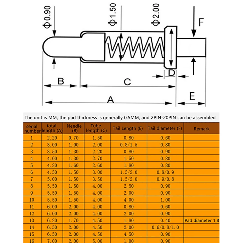 10 sztuk złącze szpilkowe Pogopin sprężyna baterii obciążony kontaktowy SMD igła PCB 4 5 6 7 8 9 10 12 14 15 16 MM Test Prob