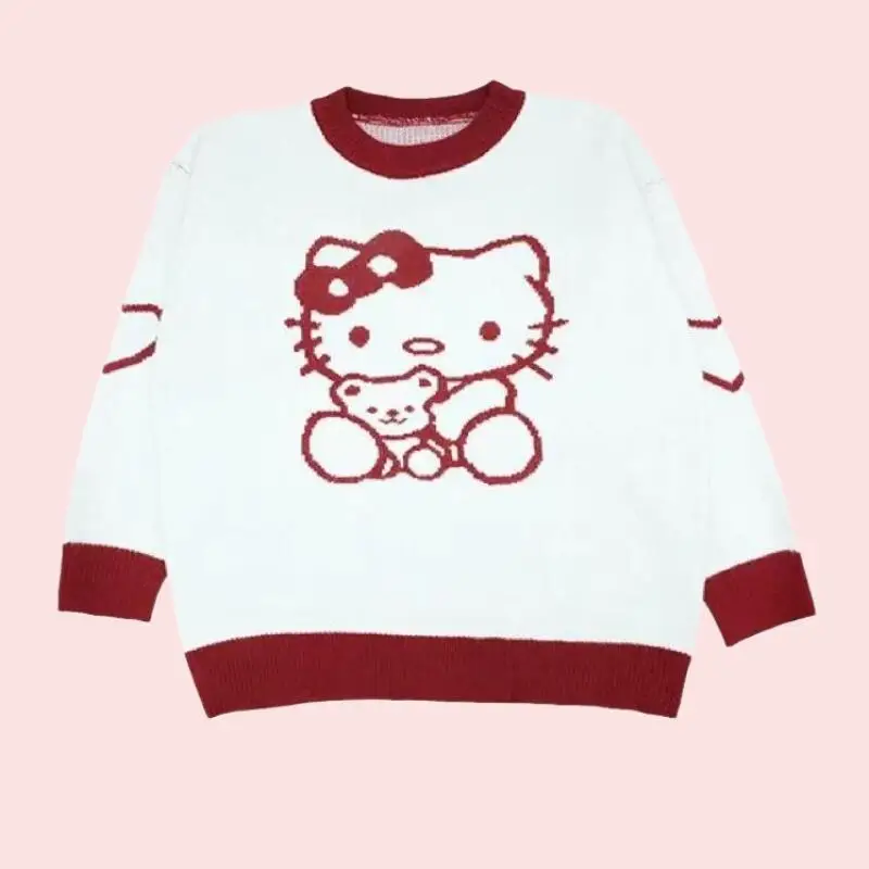 

Свитер женский Y2K с милым аниме-котенком, свободный, теплый, в стиле кавайи, с круглым вырезом, модный, удобный, для девушек