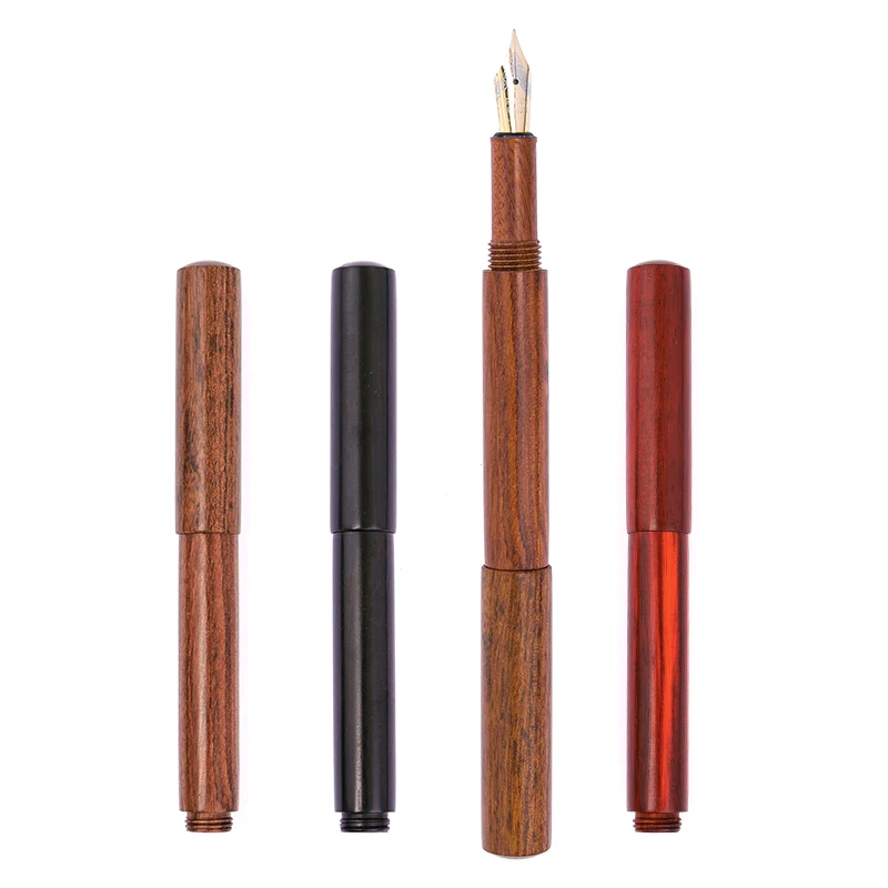 

2025 Travel Wood Pen Wooden Luxury Fountain Pens F 0.5mm Tip Elegant Rose Wood Ink Pen Business School Teacher Signature Pens