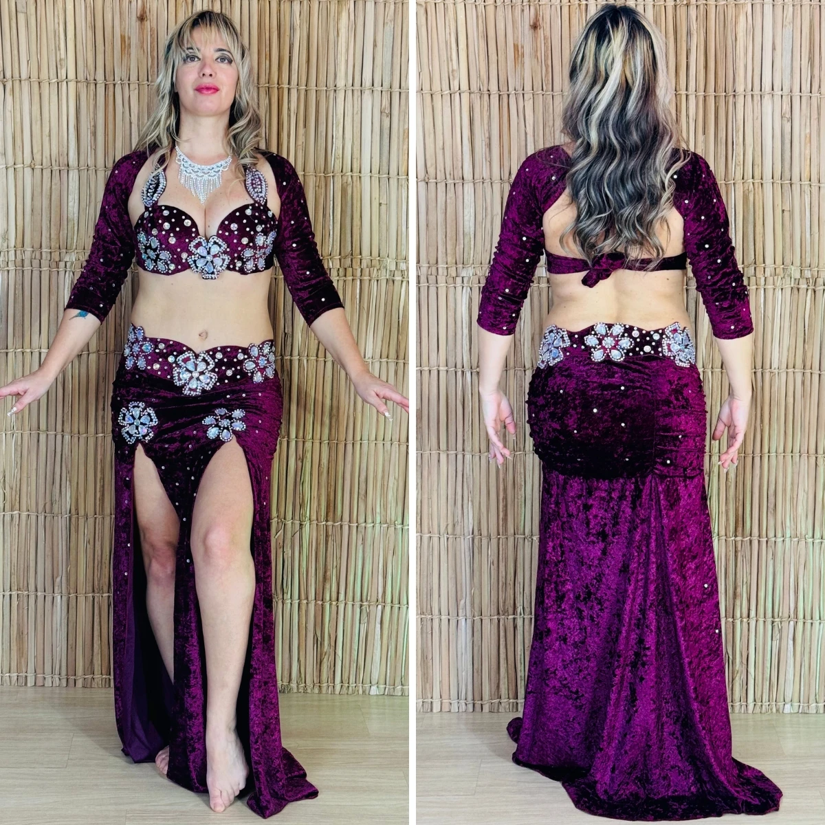 Ventre Dance Full Embroidery Costume-G (44) -Ready Delivery-TPCL-836