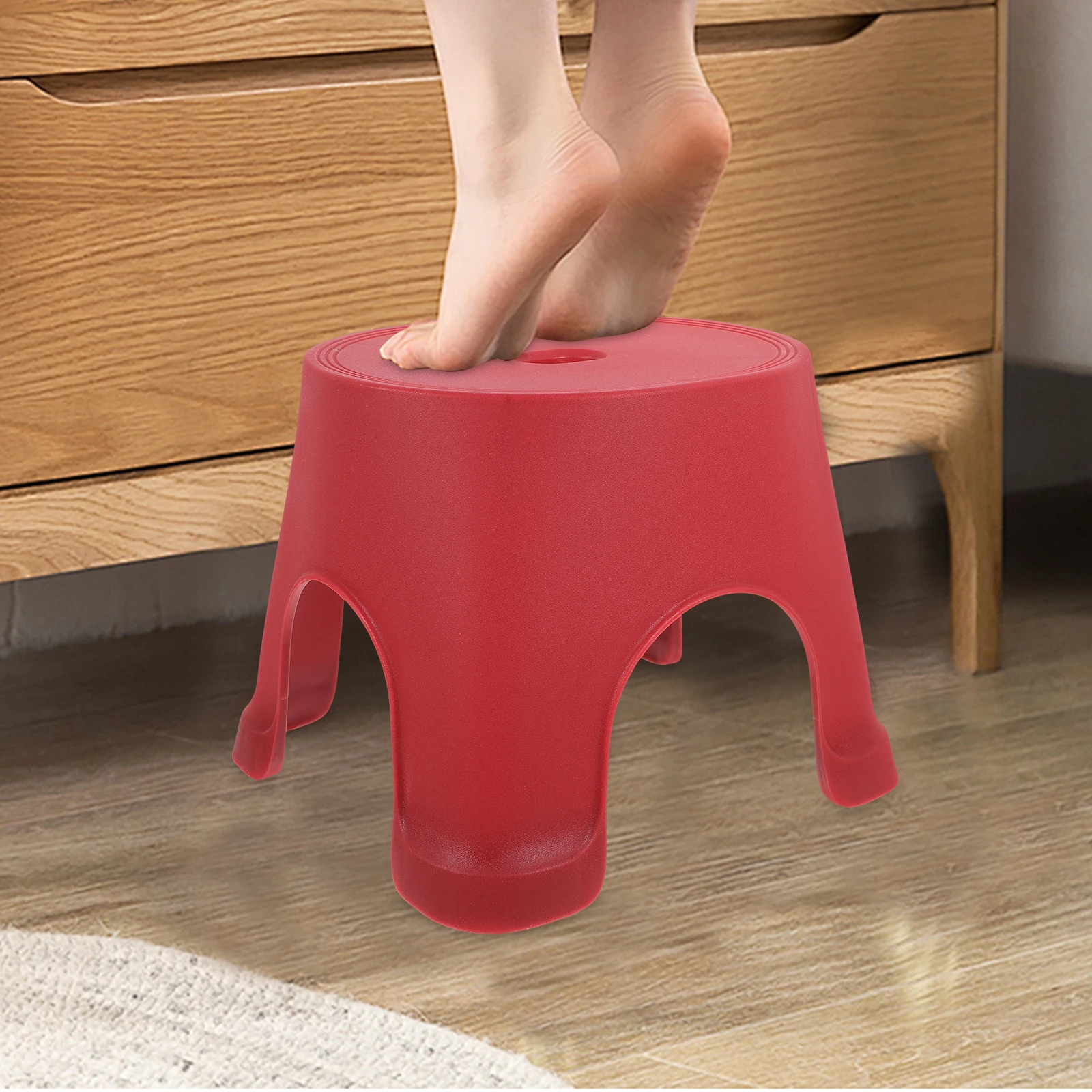 1pc Non-Slip Plastic Step For Kids Toddler Bathroom Foot Stool Home Office Use Load-Bearing Stable Pp Material Household