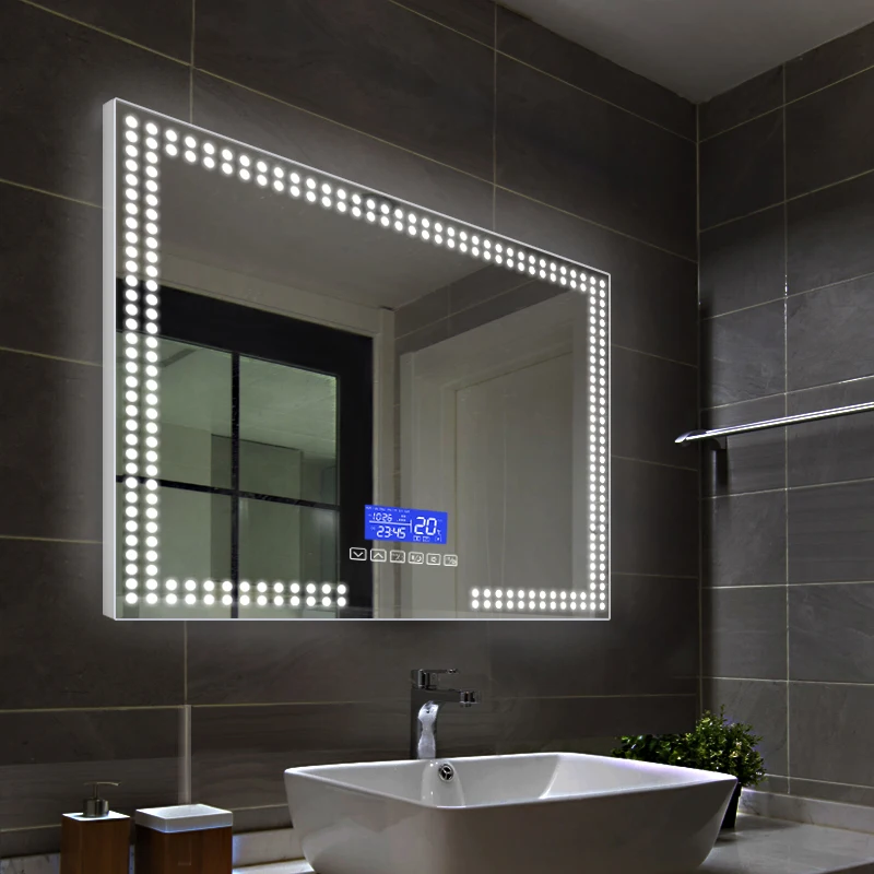 IP65 waterproof 80*60cm rectangle wall mounted anti-fog led bath mirror with blue tooth Speaker