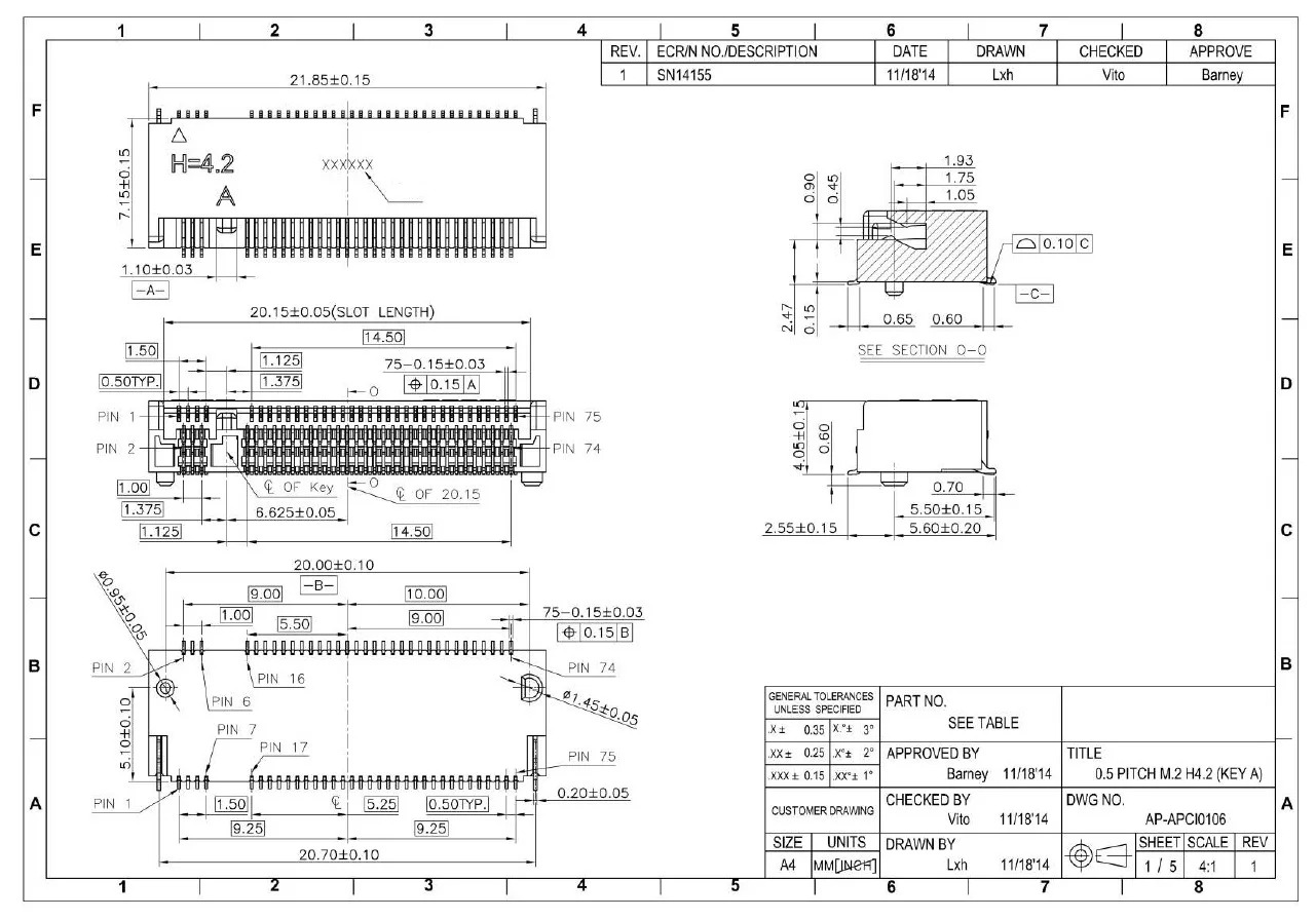 5 шт./APCI0106-P001A APCI0107-P001A интерфейс M2/NGFF