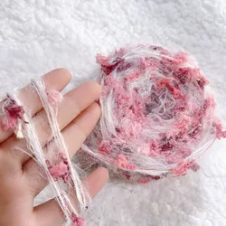 Peach Series Hand Mixed Thread, Soft Glitter, Pink Knitting Yarn for Crochet, Hair Clips, Bags, Journaling, DIY Yarn, 50g