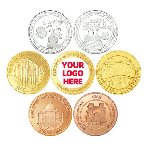 Customized 3D and 2D design, electroplated gold and silver metal coins, hot selling metal crafts, customized challenge tokens