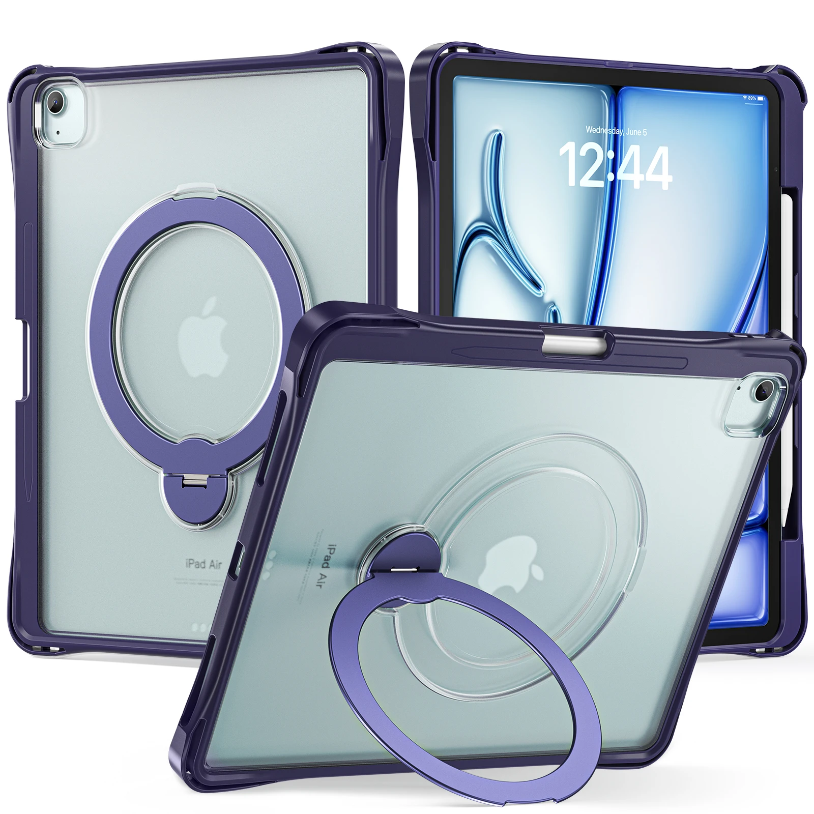 Tablet Case For iPad Air 13 (2026) / (2025) / (2024) / iPad Pro 12.9 (2022) / (2021) / (2020) / (2018) , Rotating Kickstand PC +