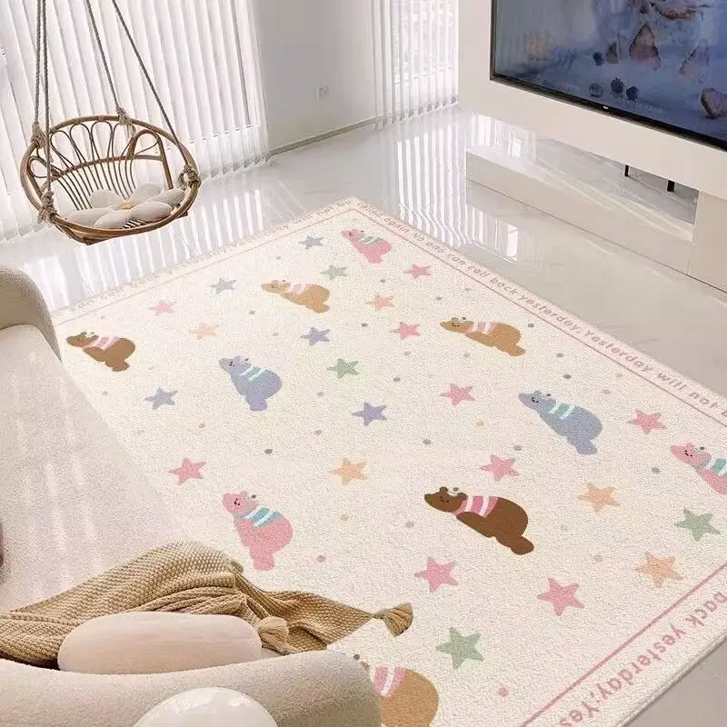 VIKAMA Cartoon Living Room Carpet Princess Style Bedroom Side Rug Bedside Cushion Baby Crawling Mat Home Decoration view 4