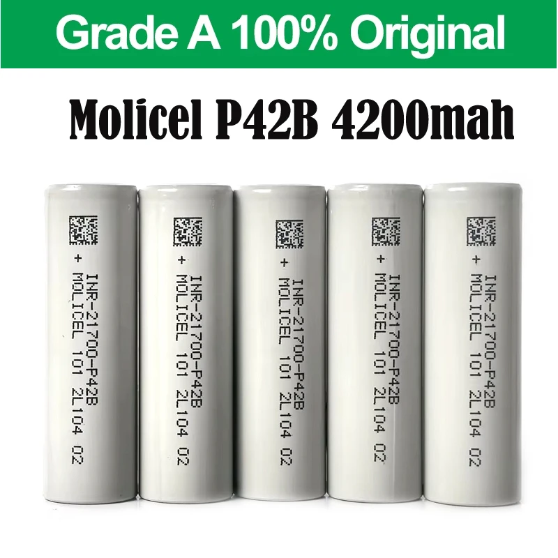 1-10pcs Molicel INR 21700 P42B Battery 3.6V 4200mAh Rechargable Batteries 45A INR21700 Cells Low Resistance VS Molicel P42A