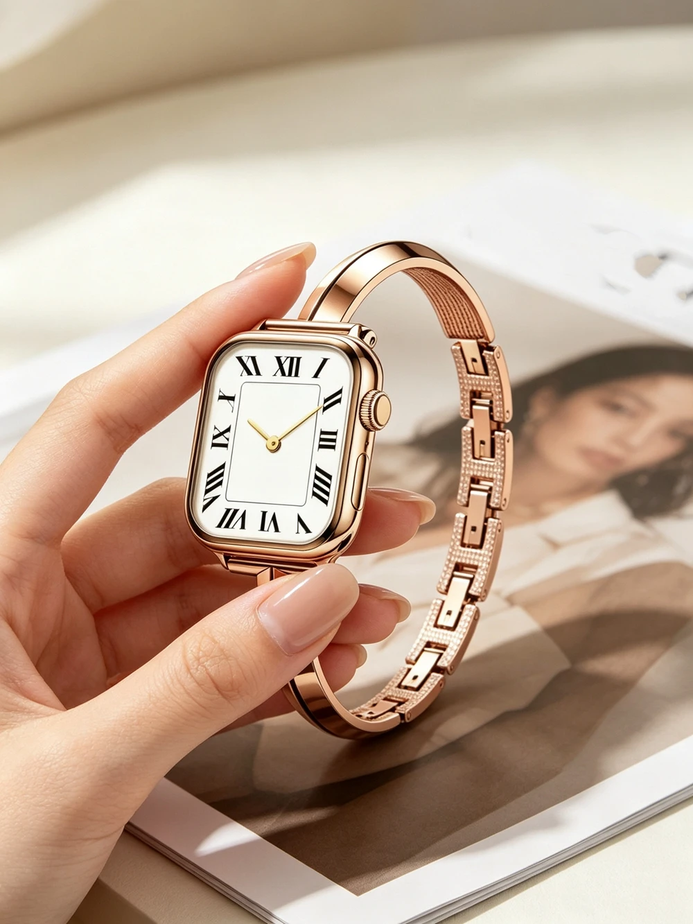 Luxuriöses Edelstahl-Armband für Apple Watch, Damen-Serie 11/8/7/6/10/9, 40mm 41mm 38mm 42mm 44mm 45mm 46mm – Detail 4