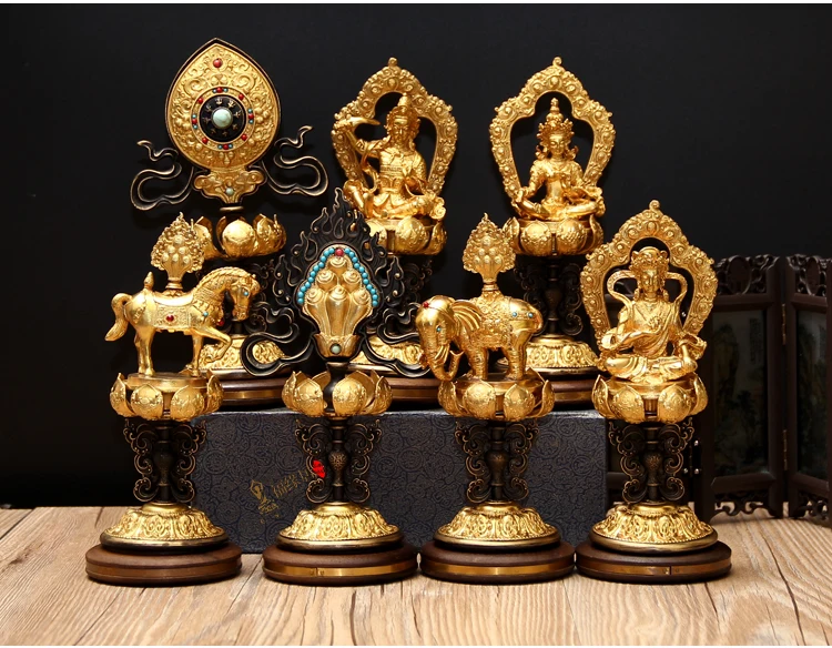 Wholesale Buddhist articles # Buddhist temples  altar religious Seven Auspicious treasure of Buddhism 7 ZENBAO Gilding statue