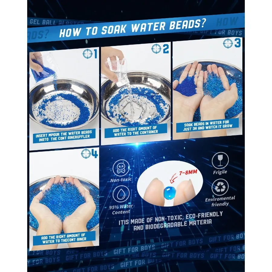 جل كهربائي الكرة الناسف عالية السرعة Gelfire الناسف ل Orbeez مع 30000 جل جولة ونظارات ترشيش العاب كروية للخارجية