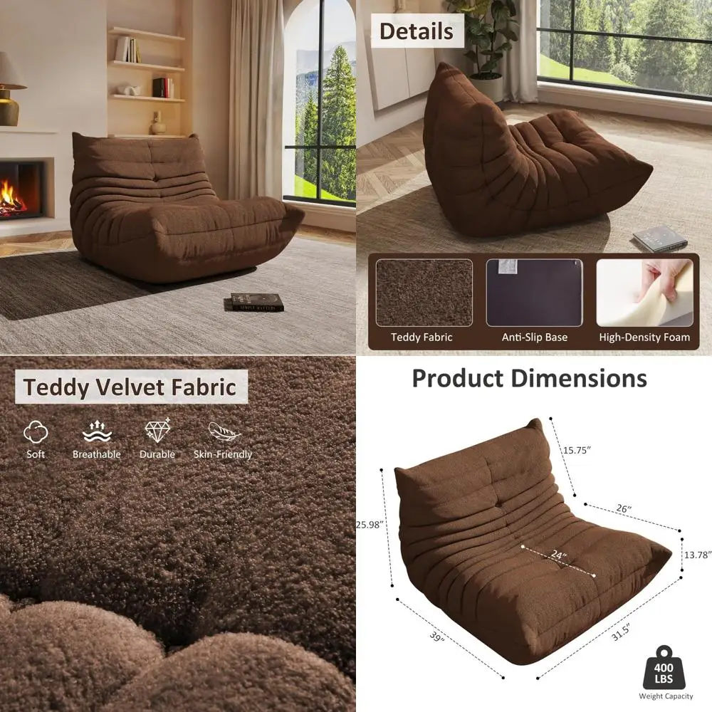 كرسي بين باج كبير الحجم مملوء بإسفنج الذاكرة - كرسي غرفة المعيشة للبالغين، خيار كبير مريح للأريكة #1