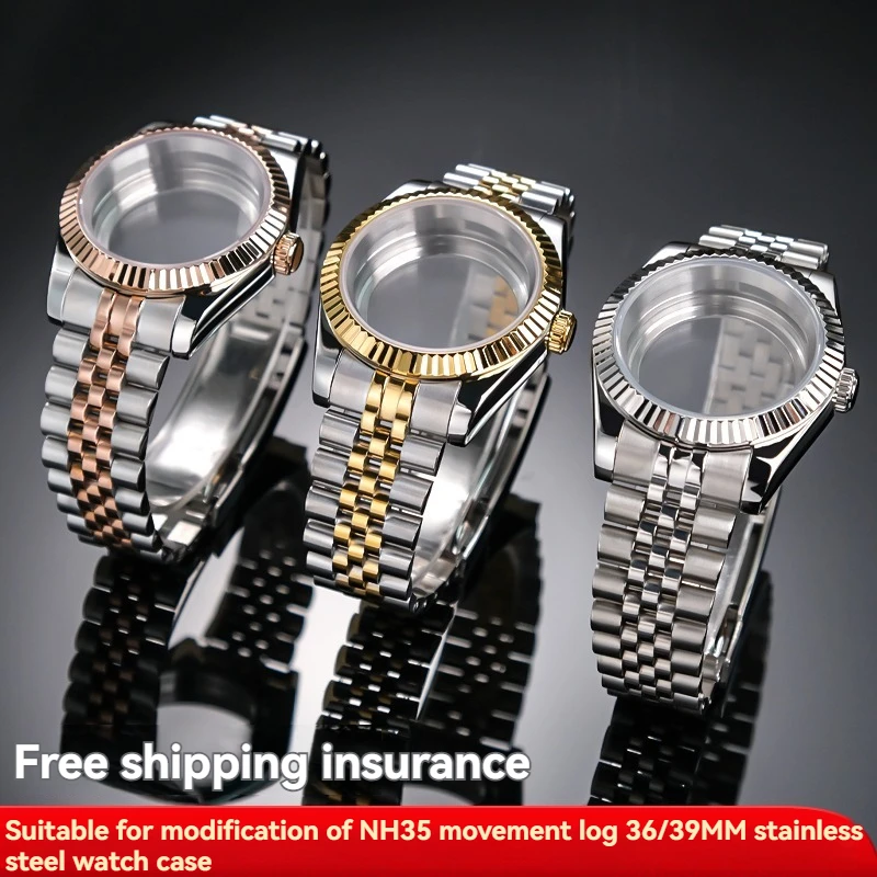 حافظة زجاجية من الياقوت 36 مم 39 مم لحركة رولكس ديتجست NH35 NH36، استبدال سوار ساعة مقاوم للماء من الفولاذ المقاوم للصدأ، موضة