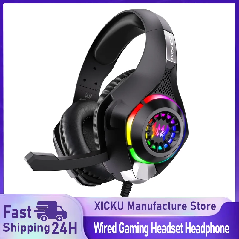 Wired Gaming Headset Headphone 3.5mm PC Gaming Headset Earphones With Surround ENC Mic For Computer PS4 PS5 Xbox Bass Stereo