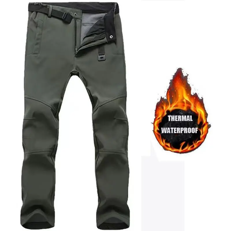 Männer Winter Herbst Softshell Fleece Taktische Hosen Militär Kampf Wasserdichte Thermische Wandern Camping Klettern Jagd Hosen – Detail 6