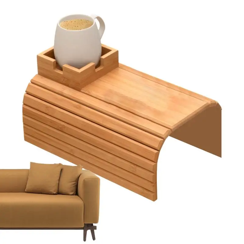 

Couch Cup Holder Wooden Couch Arm Cup Holder Clip On Side Table Anti-Slip Drink Coaster Home Organizer For Drinks And Snacks