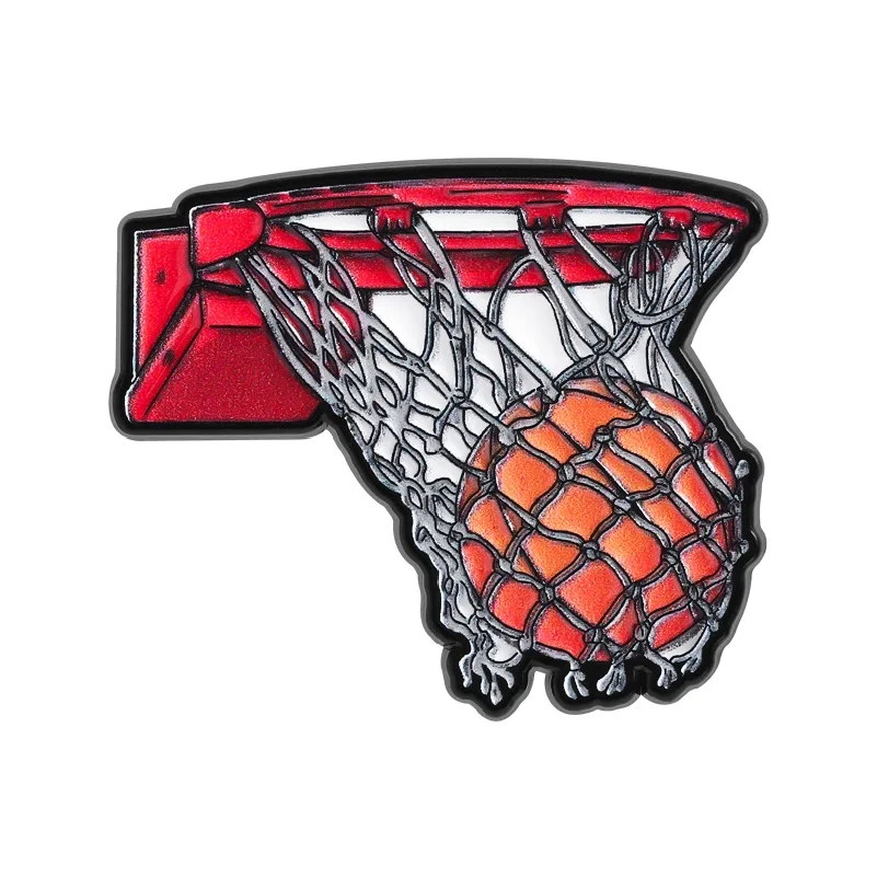 

Basketball Passing Through Hoop Brooch Enamel Pins Trendy Cool Sports Brooches Backpack Lapel Badge Jewelry Gift for Friends