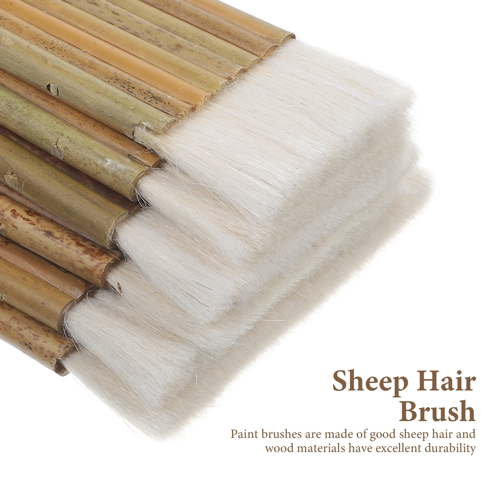 

6pcs Sheep Hair Paint Brushes Wood Handle Wall Furniture Painting Blending Watercolor Art Craft Paddle Brush Set Wood