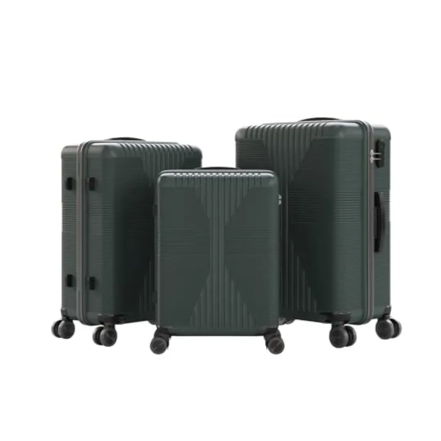 

Karl home Luggage Sets 3 Piece PP Hard Case Suitcase Set with Built-in Lock Spinner Wheels Lightweight Durable Carry on Luggage