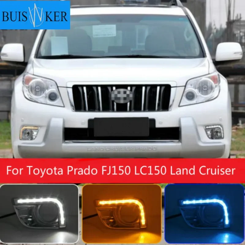 Car 1Set  Daylight LED DRL Daytime Running Lights Fog Lamp For Toyota Prado FJ150 LC150 Land Cruiser 2700 2010 2011 2012 2013