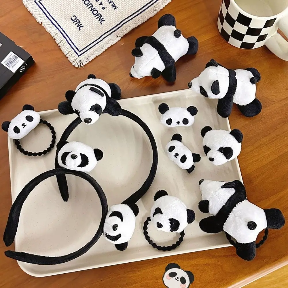 

Plush Cartoon Design Plush Animal Doll Hair Rope Hairpin Brooch Panda Headband Chinese Style Headwear Women Hair Accessories