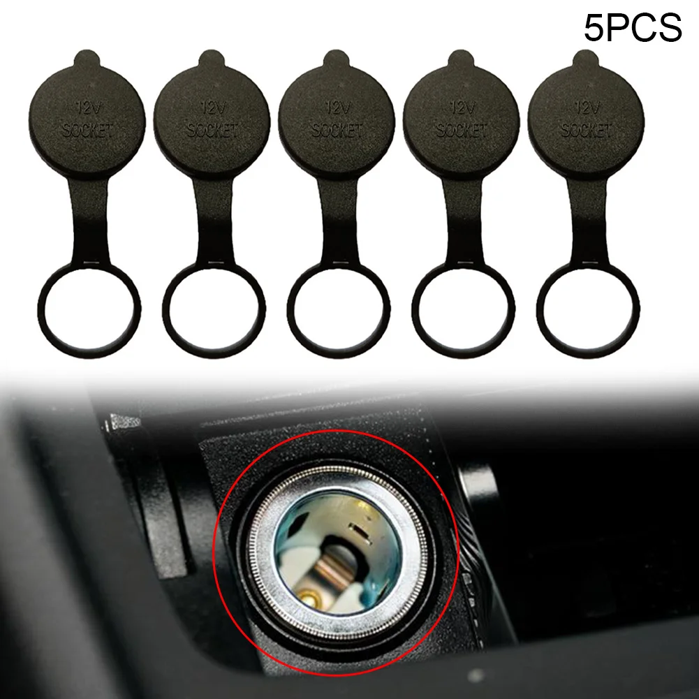 5pcs Car Cigarette Lighter Lid Socket Outlet 12V Outlet Lid Waterproof Cap Dustproof Cover Plug Cap Car Accessories