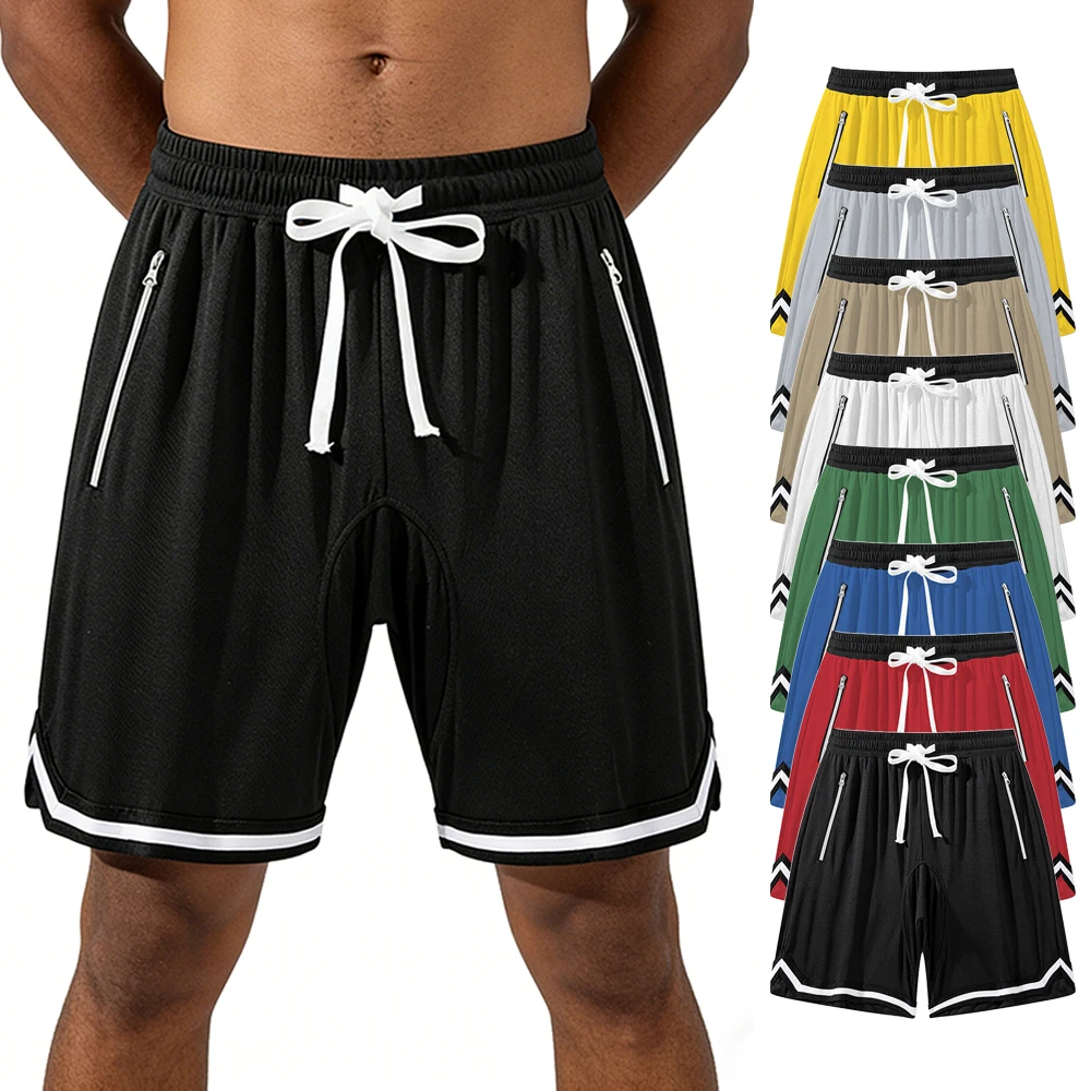 

Casual Gym Shorts Men Lightweight Breathable Jogger Training Short Pants with Drawstring and Zip Pockets Multi-Color Options