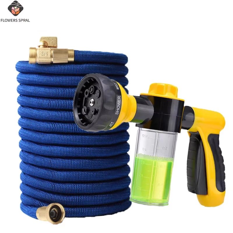 

Garden Expansion Flexible Hose, Equipped With Foam Car Washing Water Gun, US3/4， Used For Car Washing And Garden Irrigation