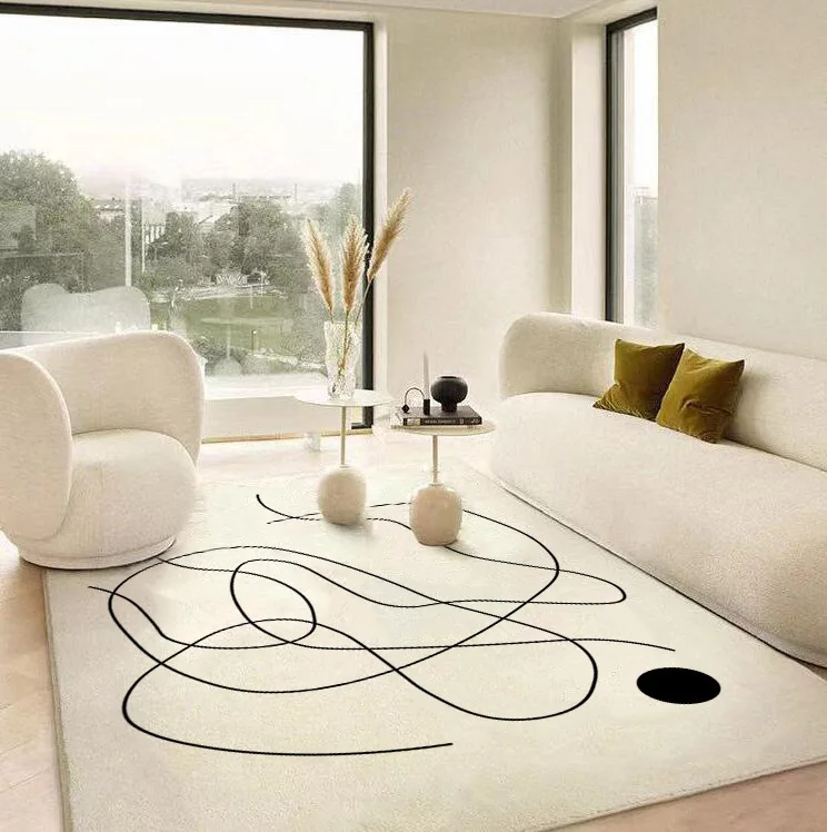 Minimalist Carpets for Living Room Line Art Bedroom Decor Bedside Carpet Thicken Soft Lounge Rug Large Area Plush Floor Mat