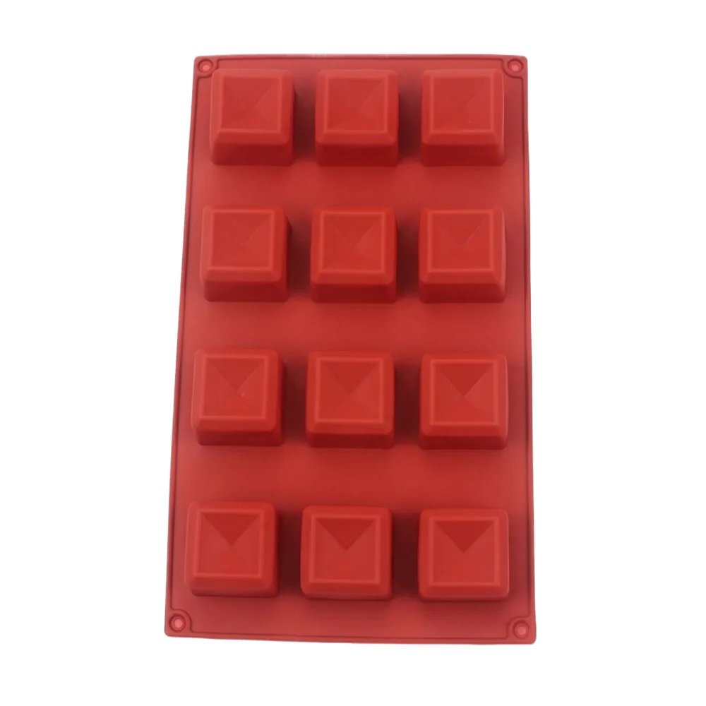 12 Hole Square Center Concave Shape Silicone Ice Tray Mold DIY Mousse Dessert Chocolate Cake Mold Cake Decoration Baking Tools
