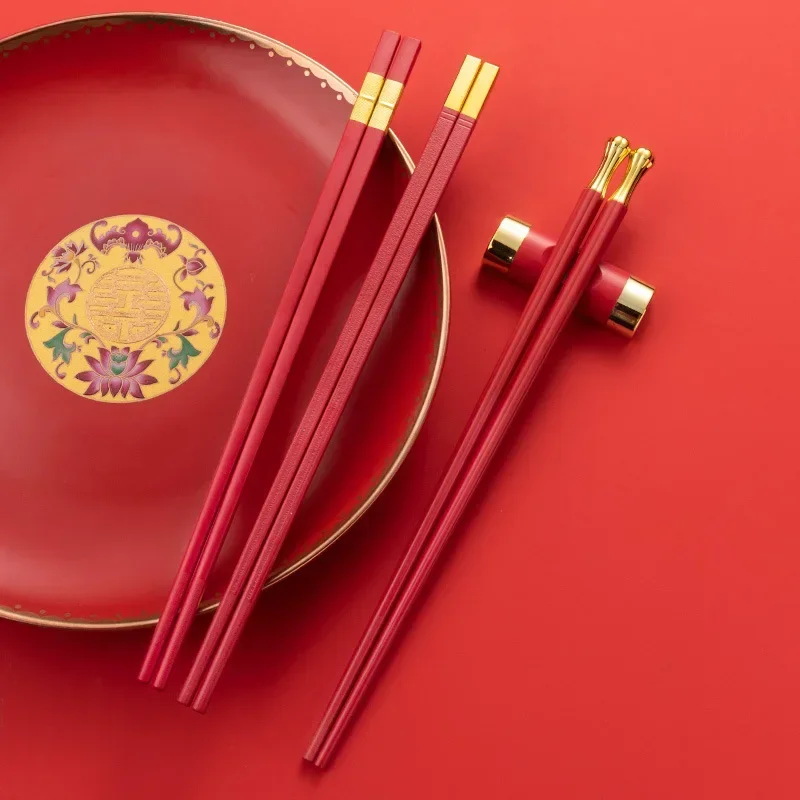 Japanese Chopsticks Set Alloy Non Slip Sushi Chop Sticks Set Gift Reusable Anti-mildew Cooking Chopsticks Tableware Gift Kitchen