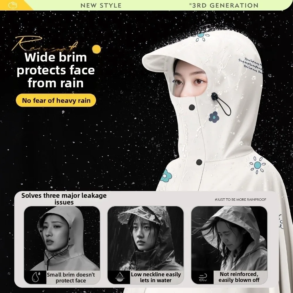 

Long Electric Bicycle Raincoat Thickened High Neck Motorcycle Raincoat Universal Face Guard Electric Scooter Rain Poncho