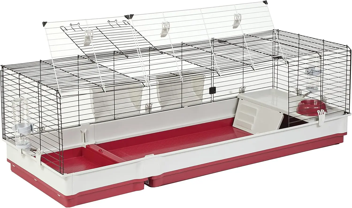 Deluxe Rabbit & Guinea Pig Cage, XX-Large, White & Red