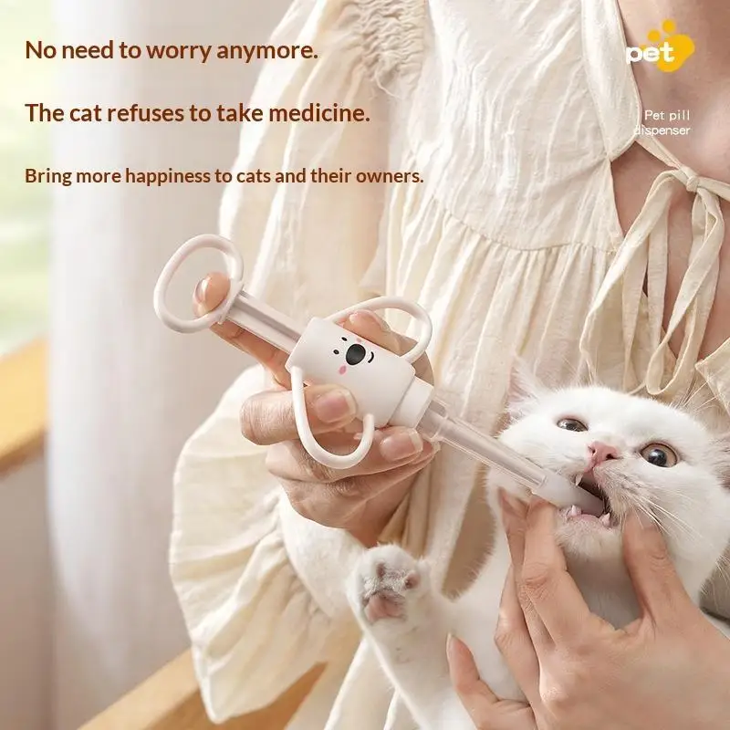 Cute Pet Pill Dispenser With Soft Silicone Tip Easy Grip Handle For Feeding Medicine To Pet Cats Dogs Small Pets At Home