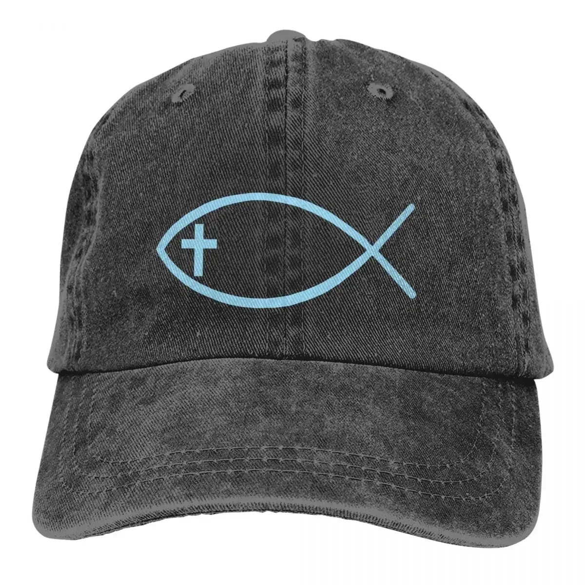 

Hip Hop Funny Men's Baseball Cap Ichthys Fish Trucker Snapback Caps Dad Hat Jesus God Cross Summer Golf Hats