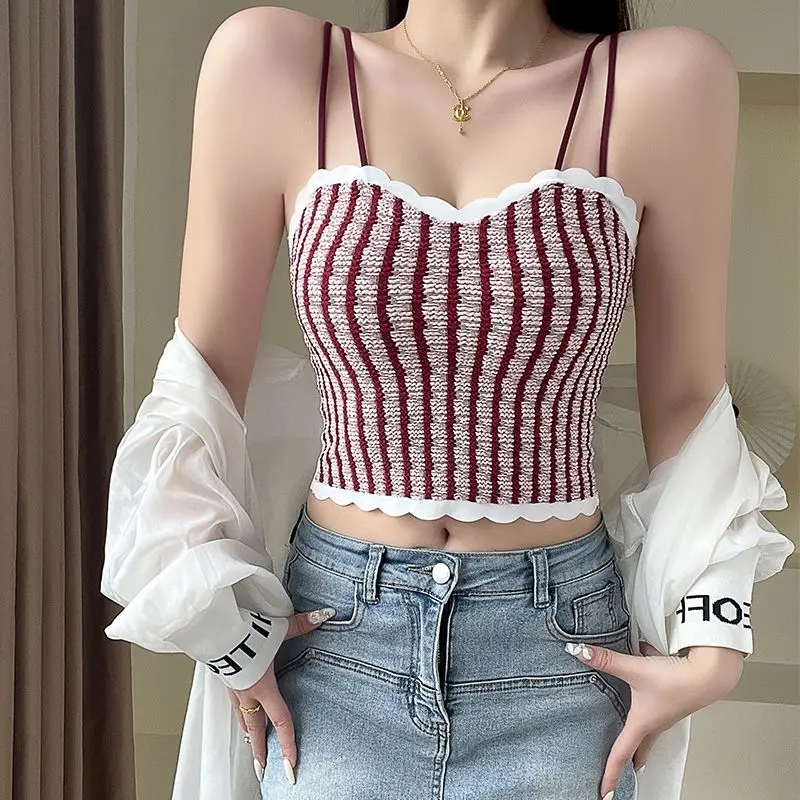 

Women's Casual Fashion Simplicity Striped Refreshing Camisole Women Clothes Trend All-match Sexy Elegant Young Style Tops