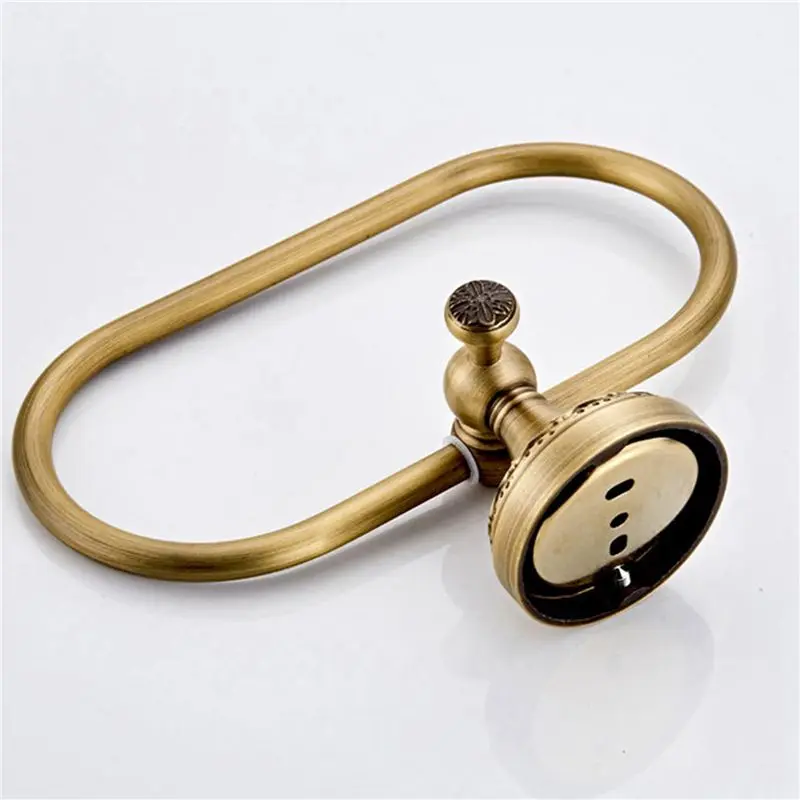 A69E2X Oval Towel Ring Antique Brass Exquisite Pattern Carving Hanger Hand Towel Holder For Bathroom Kitchen Accessories