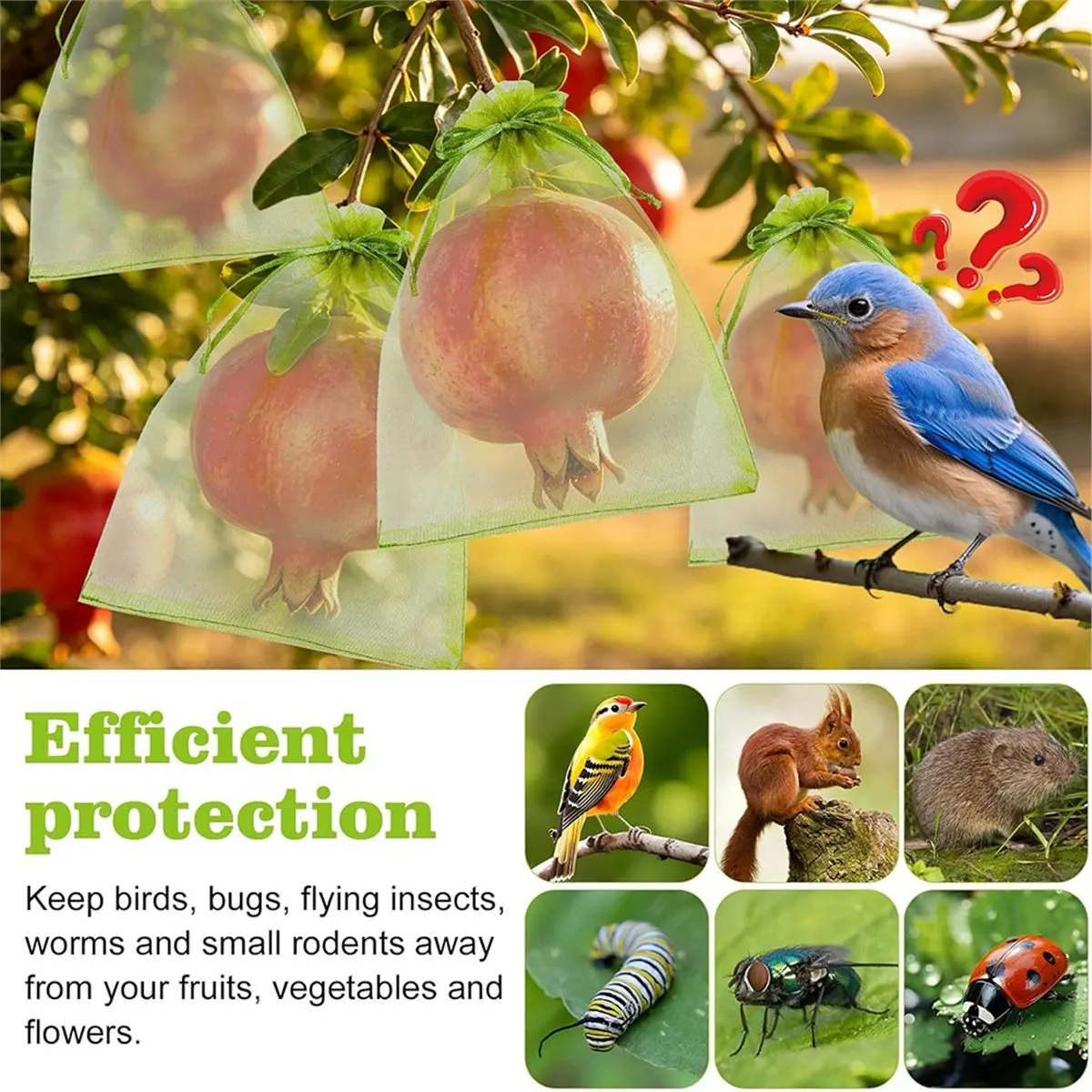 A1352K Fruit Protection Bags Mesh Fruit Bags for Fruit Trees,Netting Cover Barrier Bags for Tomato Vegetables Peach Strawberry S