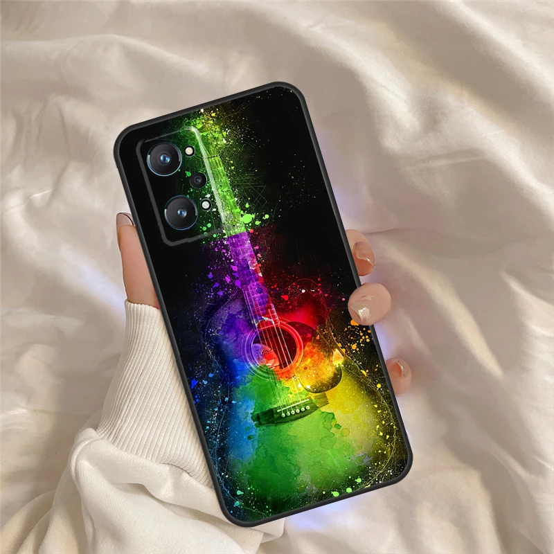 Rock Music Instrument Guitar For Realme C55 C35 C33 C31 C30 C25 C21Y C15 C11 GT Neo 5 3 2 Realme 9 10 11 Pro Plus Case